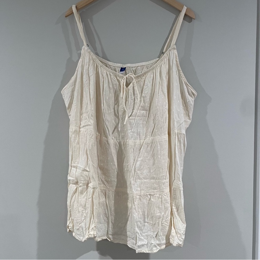Old Navy Textured Clip-Dot Tiered Tie-Neck Bustier Cami Top Ivory Plus Size 4X - Picture 2 of 6